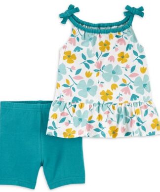 Carter's Child Of Mine Baby Girls Spaghetti Strap Top & Shorts Outfit Set- Floral
