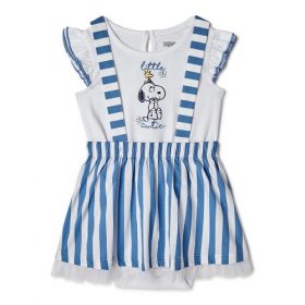 Peanuts Baby Girls Pinafore Dress & Top 2 Pcs Outfit Set