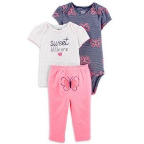 Carter's Child Of Mine Newborn Baby Girls Blouse, Bodysuit & Pant 3pc - Butterfly