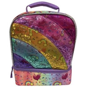 Kids Novelty Rainbow Dual Compartment Insulated School Drop Bottom Lunch Box - Bag