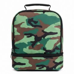 Kids Camo Dual Compartment Insulated School Drop Bottom Lunch Box - Bag