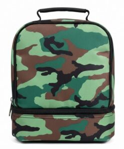 Kids Camo Dual Compartment Insulated School Drop Bottom Lunch Box - Bag