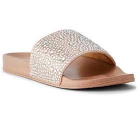 Time & Tru Women's Rhinestone Slide Slippers