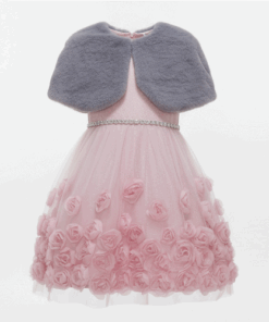 Wonder Nation Girls Metalic Rosette Dress Set & Faux Fur Poncho