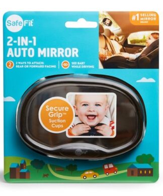 Safefit 2-in-1 Baby Auto Mirror, Includes Secure Grip Sunction Cup Attachment