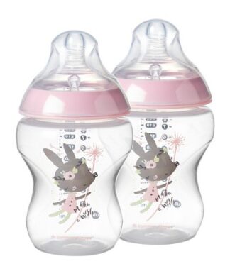 Tommee Tippee Closer To Nature Baby Feeding Bottle Set With Built-in Anti Colic Valve - 9oz 2 Pack