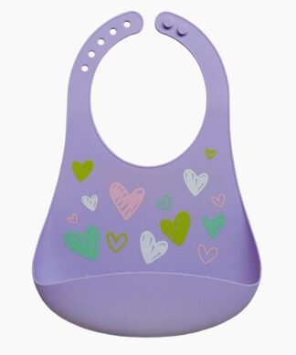 Parent's Choice Silicone Feeding Baby Bib - Purple Hearts