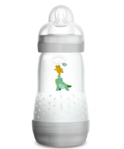 MAM USA Baby Bottles for Breastfed Babies, Anti-Colic, Grey, 9 Ounces, 1-count