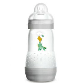 MAM USA Baby Bottles for Breastfed Babies, Anti-Colic, Grey, 9 Ounces, 1-count