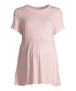 Time & Tru Pregnant Women's Maternity Babydoll Short Sleeve Top - Pink