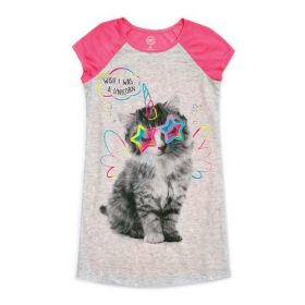 Wonder Nation Girls Short Sleeve  Night Gown - Kitten