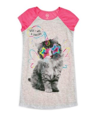 Wonder Nation Girls Short Sleeve  Night Gown - Kitten