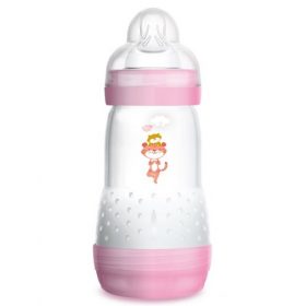 MAM USA Baby Bottles for Breastfed Babies, Anti-Colic, Pink, 9 Ounces, 1-count