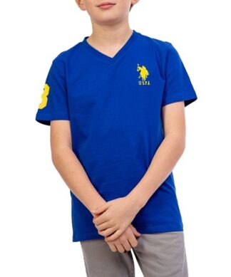 U.S. Polo Assn. Crested Boys V-neck T-shirt - Blue