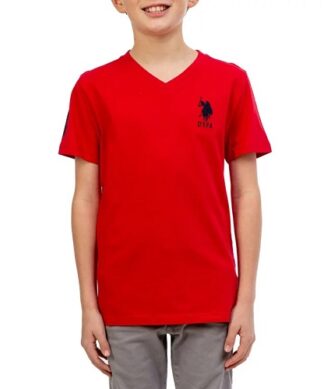 U.S. Polo Assn. Crested Boys V-neck T-shirt - Red
