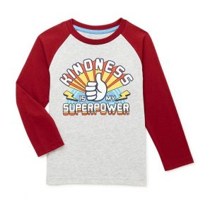 365 Kids Boys Raglan Long Sleeve T-shirt Top - Kindness