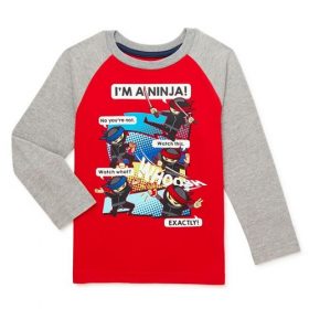 365 Kids Boys Raglan Long Sleeve T-shirt Top - Ninja