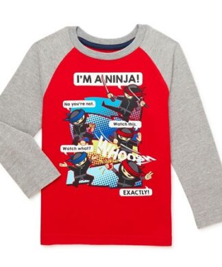 365 Kids Boys Raglan Long Sleeve T-shirt Top - Ninja
