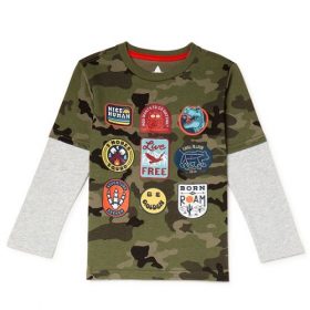 365 Kids Boys Hang Down Long Sleeve T-shirt Top - Camo