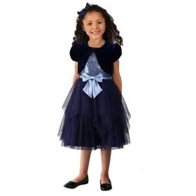 Jona Michelle Girls Sequin & Velour Jacket Special Occasion Party Ball Dress