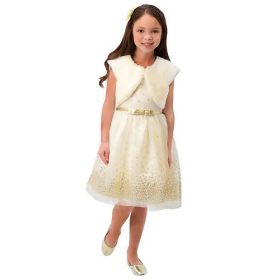 Jona Michelle Girls Blinged Tulle & Fur Jacket Special Occasion Party Ball Dress
