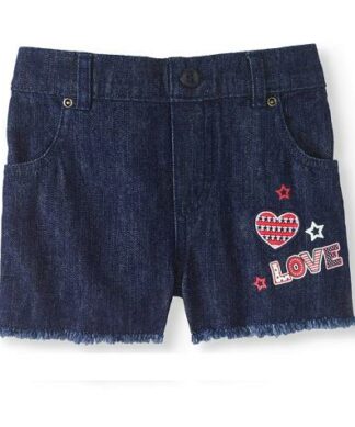 Americana Toddler Girl Denim Patch Shorts- Blue