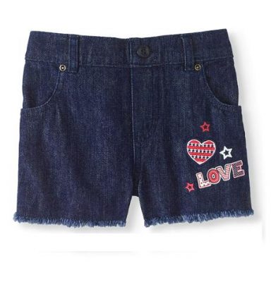 Americana Toddler Girl Denim Patch Shorts- Blue