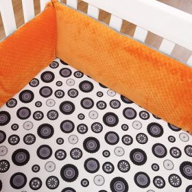 One Grace Place Teyo's Tire Padded Crib Bumper Set - Orange/Grey