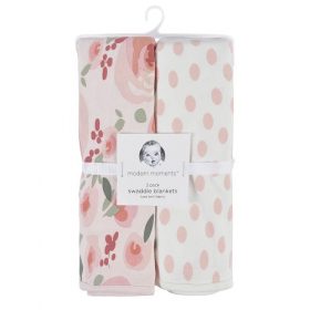 Modern Moments by Gerber Baby & Toddler Girls XL Ultra Soft Swaddle Blankets, 2-Pack, Pink
