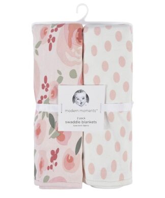 Modern Moments by Gerber Baby & Toddler Girls XL Ultra Soft Swaddle Blankets, 2-Pack, Pink