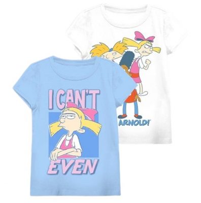 Nickelodeon Hey Arnold Girls Short Sleeve Graphic T-Shirt - 2 Packs