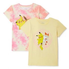 Pokemon Girls Short Sleeve Tshirt 2 Pack