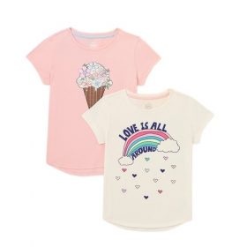 Wonder Nation Girls Graphic T-Shirts Love is All - 2 Pack