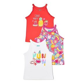 365 Kids Girls Summer Multi Pack Ruffle Strap Tank Top - 3 Packs