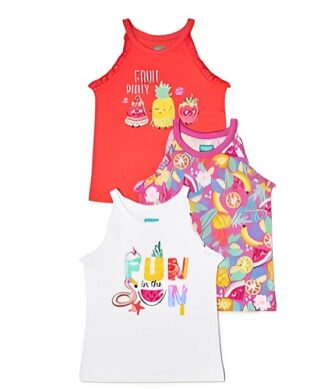 365 Kids Girls Summer Multi Pack Ruffle Strap Tank Top - 3 Packs