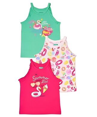 365 Kids Girls Hello Summer Multi Pack Ruffle Strap Tank Top - 3 Packs