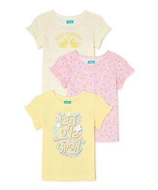 365 Kids Girls Ruffle Sleeve Multi Pack Tshirt Top - 3 Pack