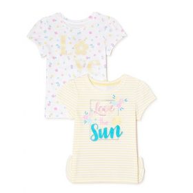 365 Kids Girls Elevated Tshirt Unique Sunshine - 2 Pack