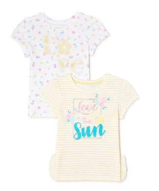 365 Kids Girls Elevated Tshirt Unique Sunshine - 2 Pack