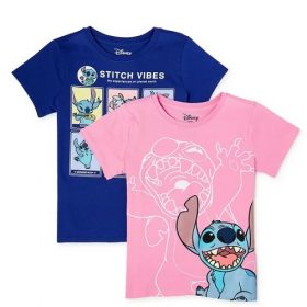 Disney Stitch Girls Short Sleeve Graphic T-Shirt - 2 Packs