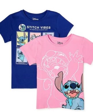 Disney Stitch Girls Short Sleeve Graphic T-Shirt - 2 Packs