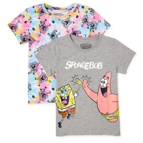 Spongebob Squarepant Girls Short Sleeve Graphic T-Shirt - 2 Packs
