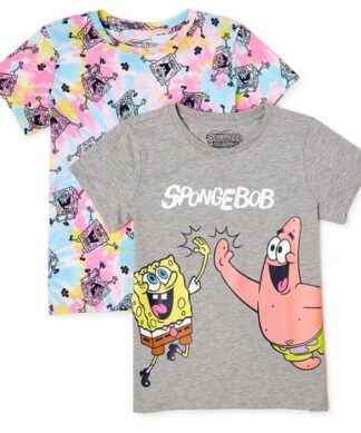 Spongebob Squarepant Girls Short Sleeve Graphic T-Shirt - 2 Packs