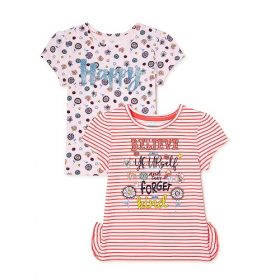 365 Kids Girls Elevated Tshirt Happy & Believe - 2 Pack