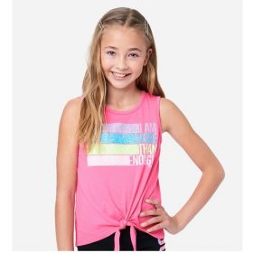 Justice Girls More than Enough Front Tie Tank Top - Pink