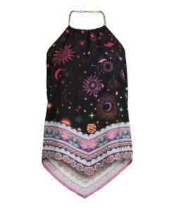 NOBO Juniors- Teen Chain Halter Neck Top - Black