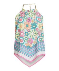 NOBO Juniors- Teen Chain Halter Neck Top - Floral
