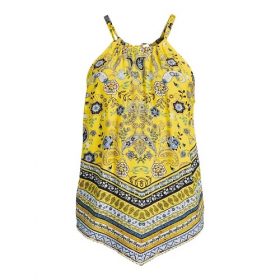 NOBO Juniors- Teen Chain Handkerchief Top - Yellow