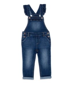 Wonder Nation Baby & Toddler Girls Flutter Strap Jeans Denim Dungaree Overall