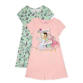 Disney Princess Girls Short Sleeve Skaters Play Dress - 2 Packs